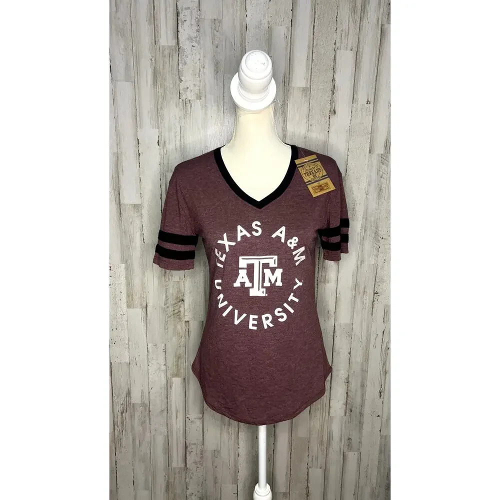 NWT‎ Rivalry Threads Texas A&M Women's V-Neck T-Shirt Maroon Size Small